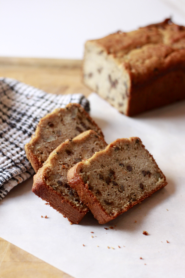 Gluten Free Peanut Butter and Chocolate Chip Banana Bread