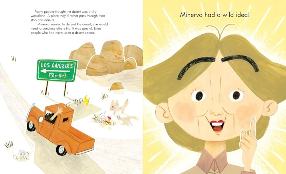 Book spread featuring desert ecosystem 